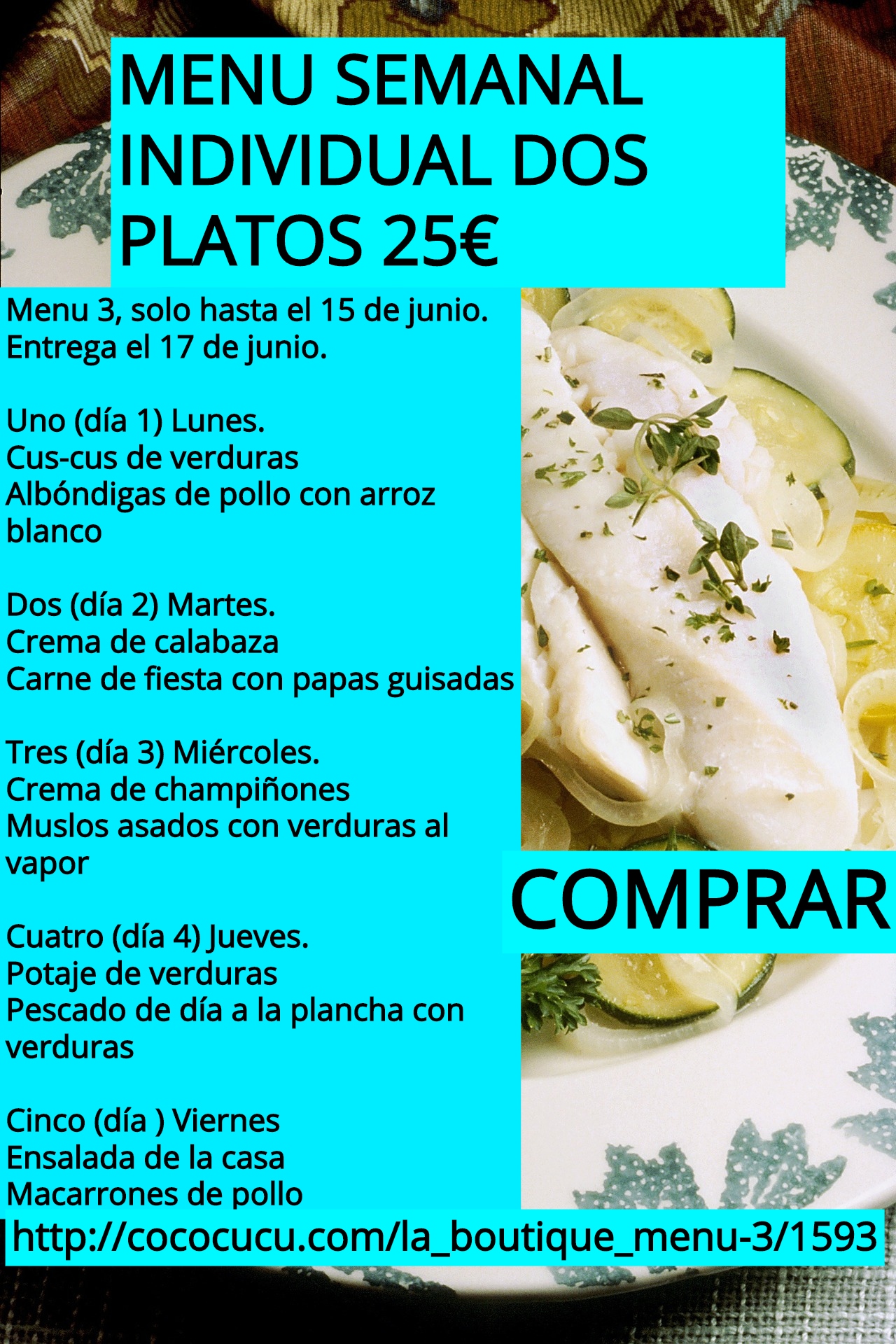 Menu semanal individual doble plato