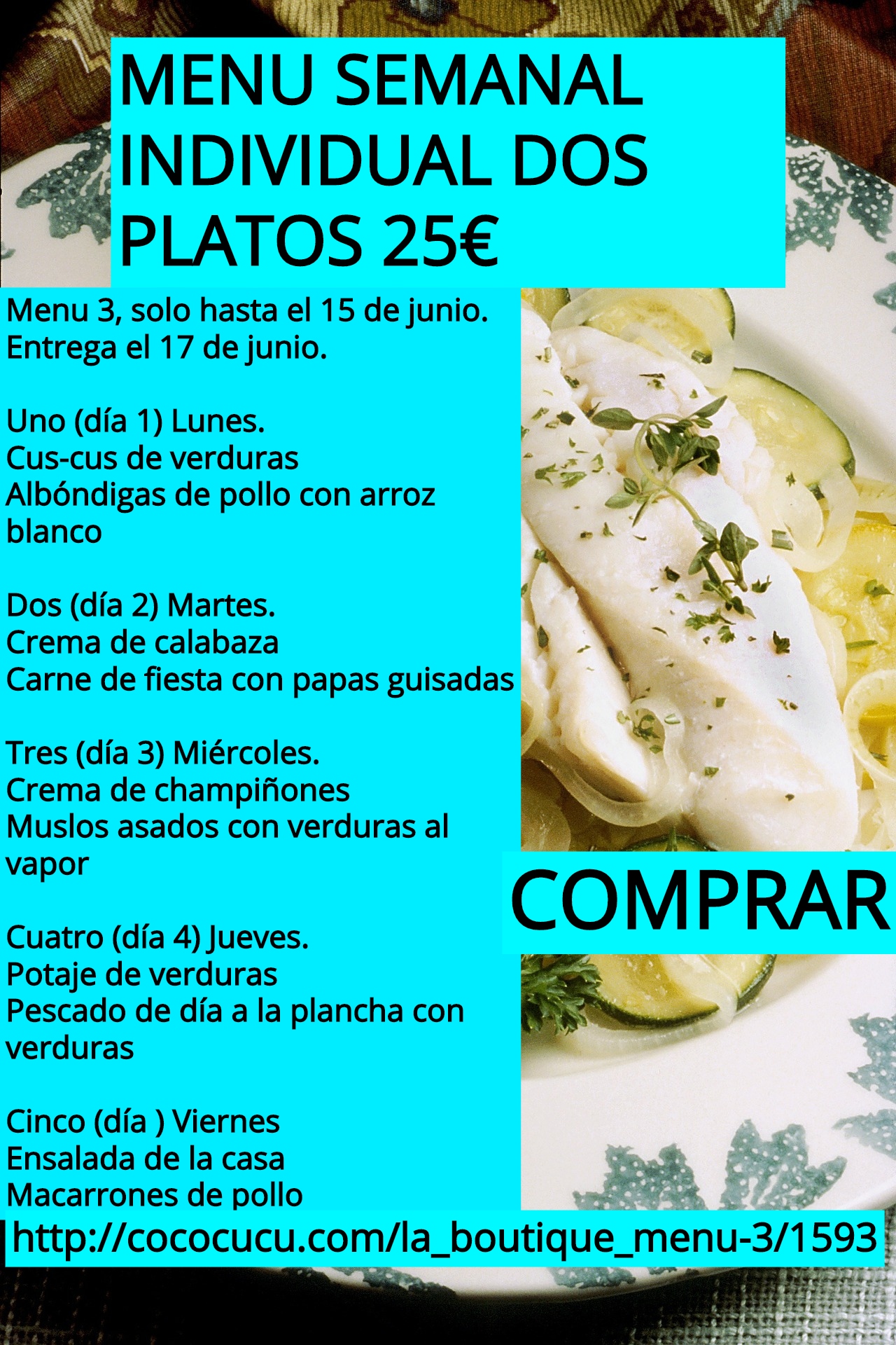 Menu semanal individual doble plato