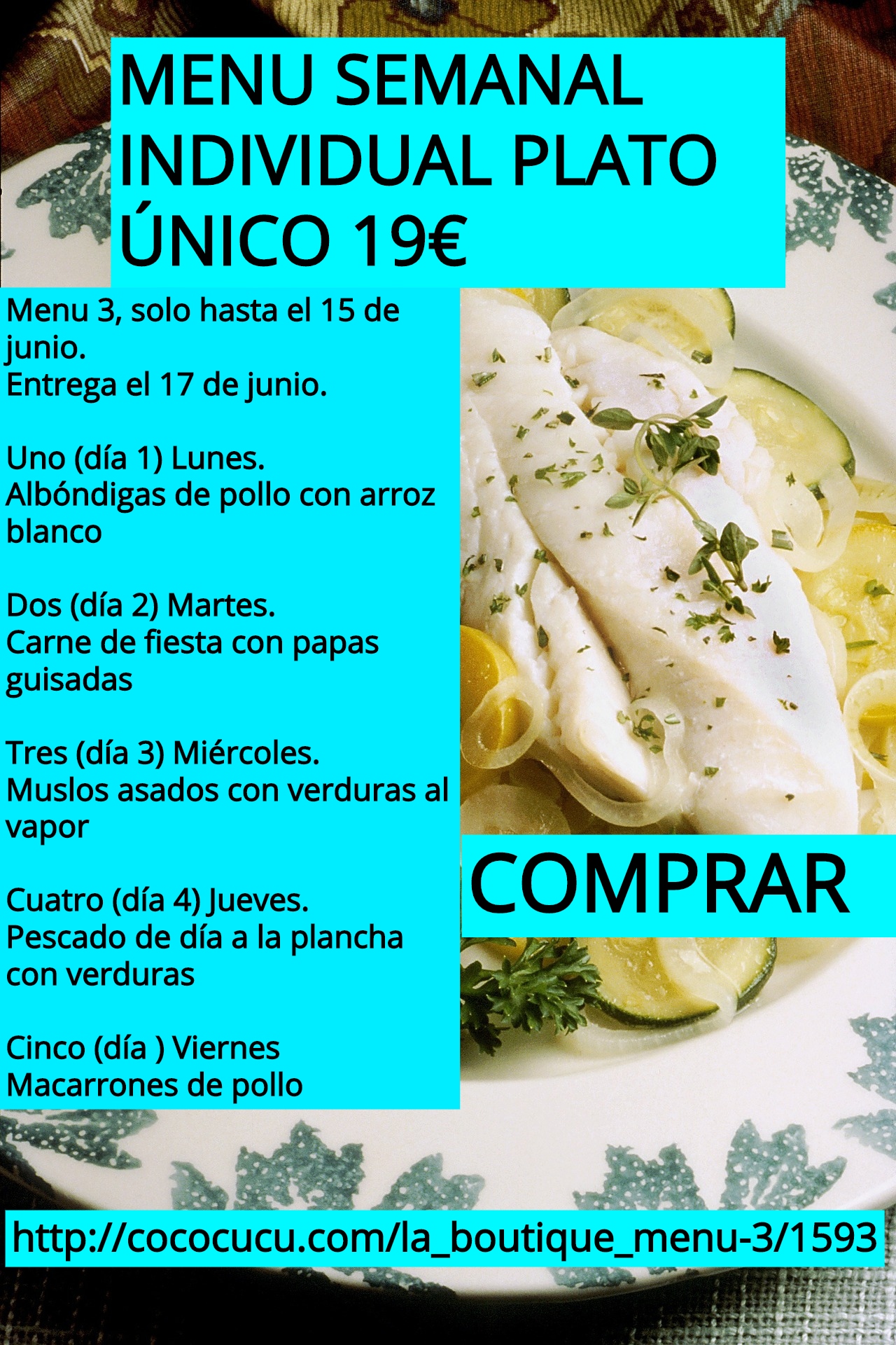 Menu semanal individual PLATO ÚNICO